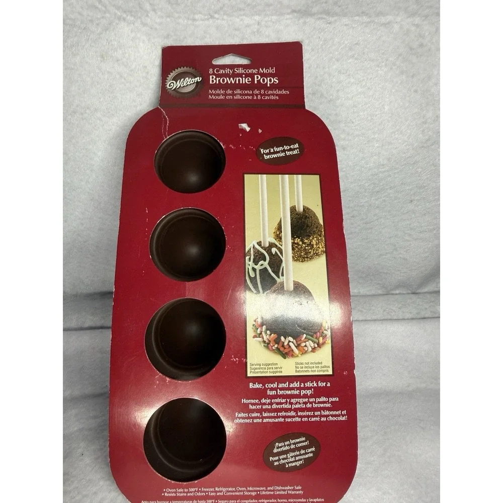 Wilton Brownie Pops Silicone Mold 8 Cavity Round Baking Pan Cake Pop 2105-4925